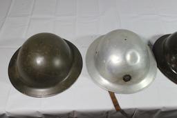 Lot of 4 US WW1 Helmet Shells. 1 Chrome American Legion