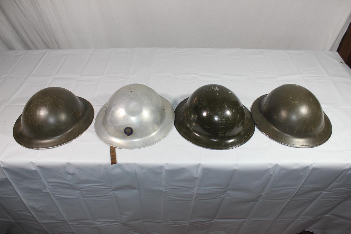 Lot of 4 US WW1 Helmet Shells. 1 Chrome American Legion