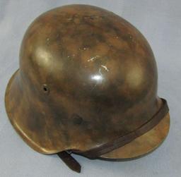 WW2 German Luftwaffe Single Decal M42 Camo Helmet W/Liner/Chin Strap