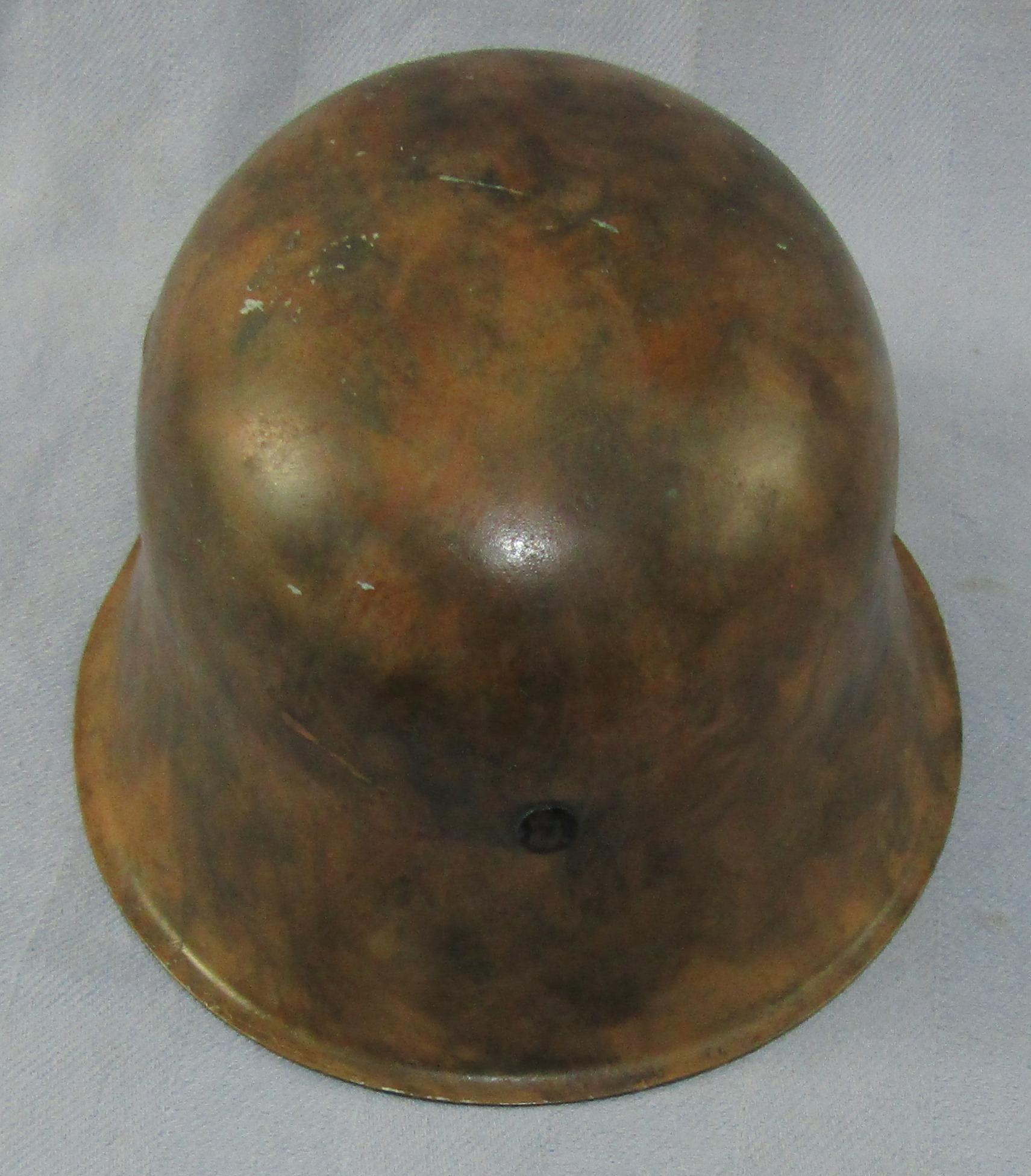 WW2 German Luftwaffe Single Decal M42 Camo Helmet W/Liner/Chin Strap