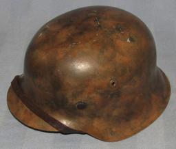 WW2 German Luftwaffe Single Decal M42 Camo Helmet W/Liner/Chin Strap