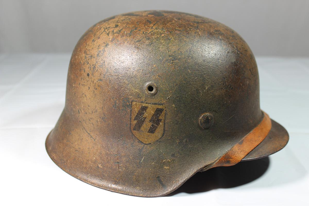 WW2 German Single Decal M42 SS Normandy Camo Helmet. Reenactor Or Place Filler. Nice Look!