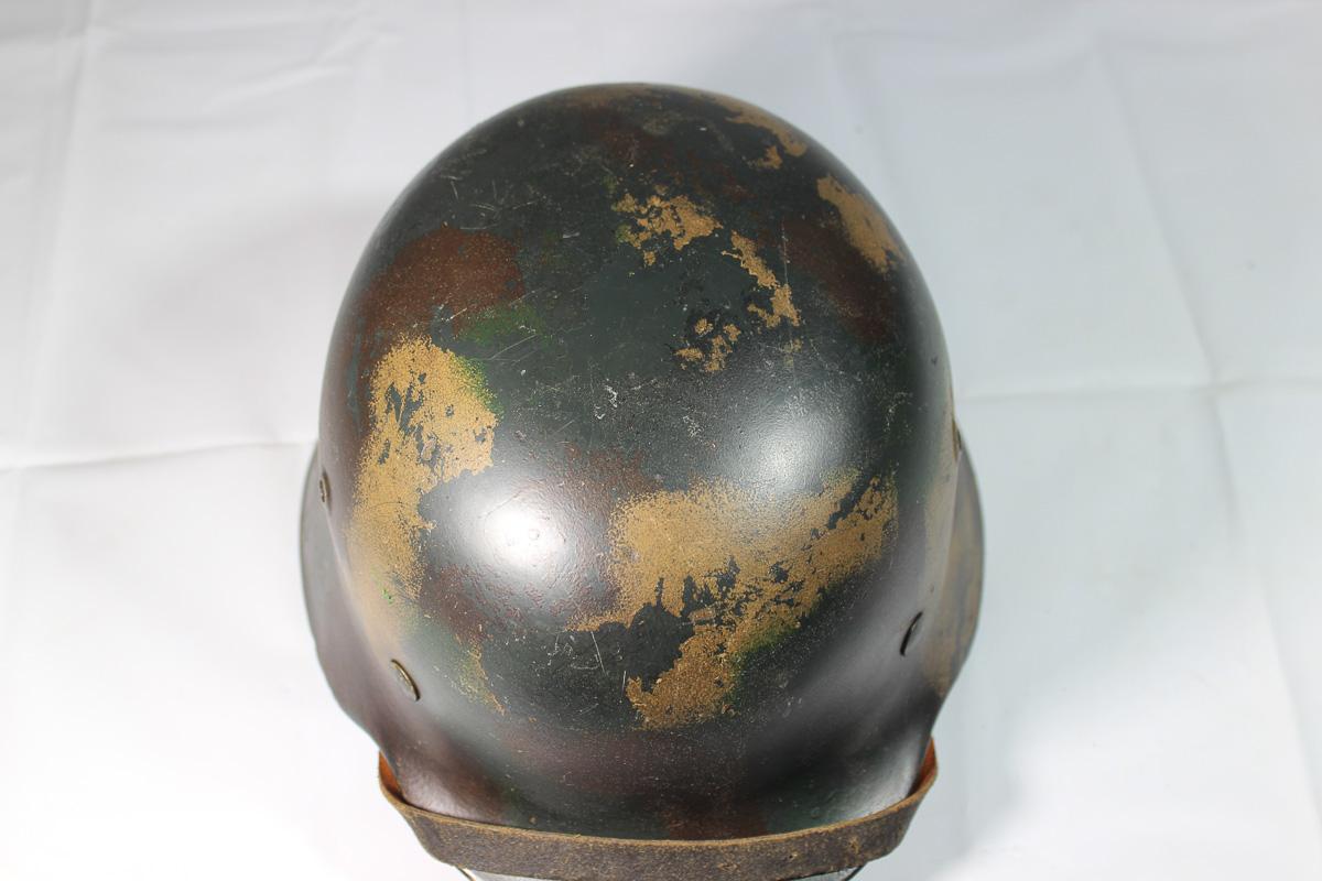 WW2 German Double Decal M35 SS Normandy Camo Helmet.  Reenactor Piece.