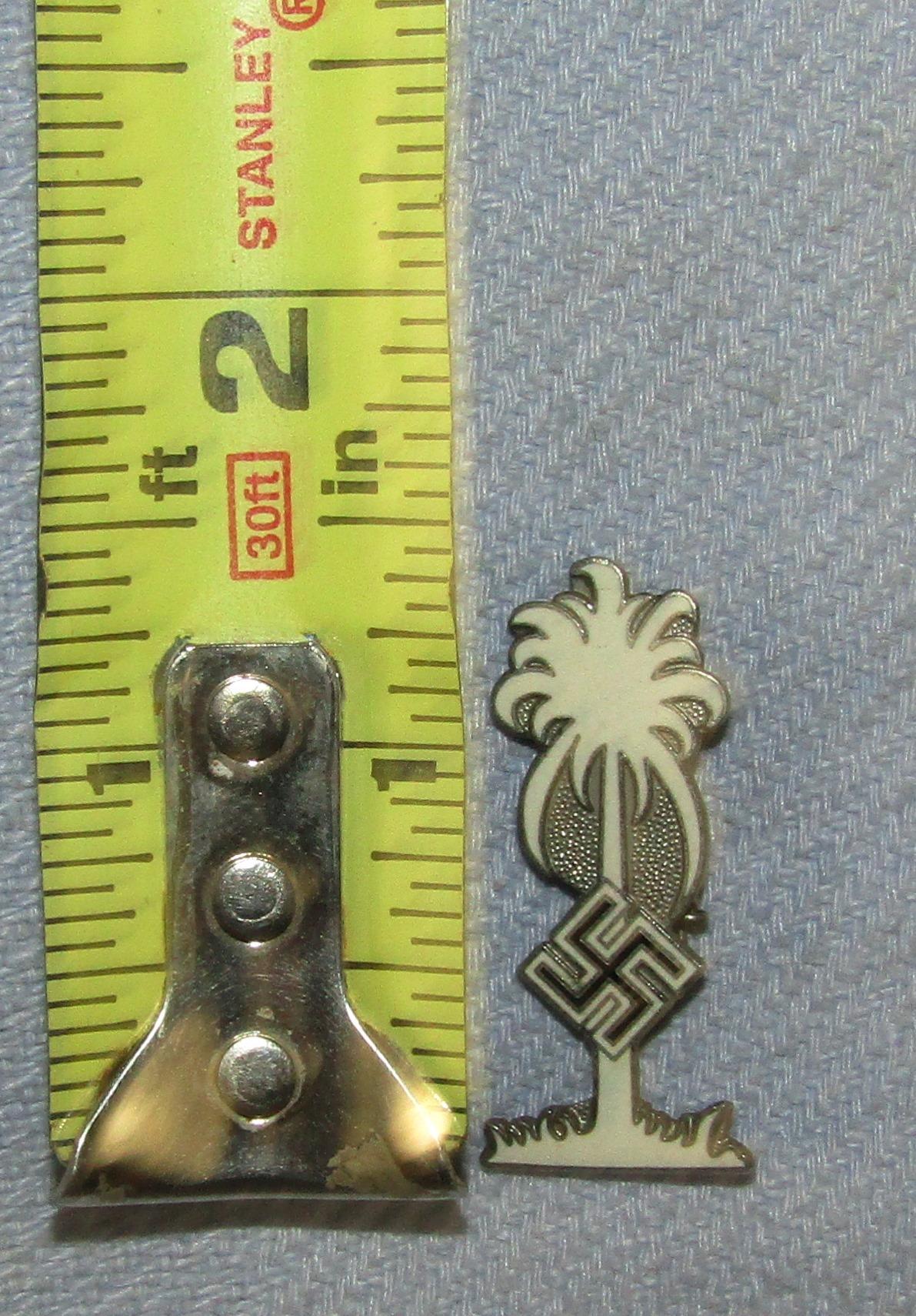 Enamel Afrika Korps Palm Tree Lapel Pin "Ges. Gesch."
