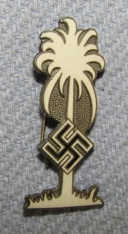 Enamel Afrika Korps Palm Tree Lapel Pin "Ges. Gesch."