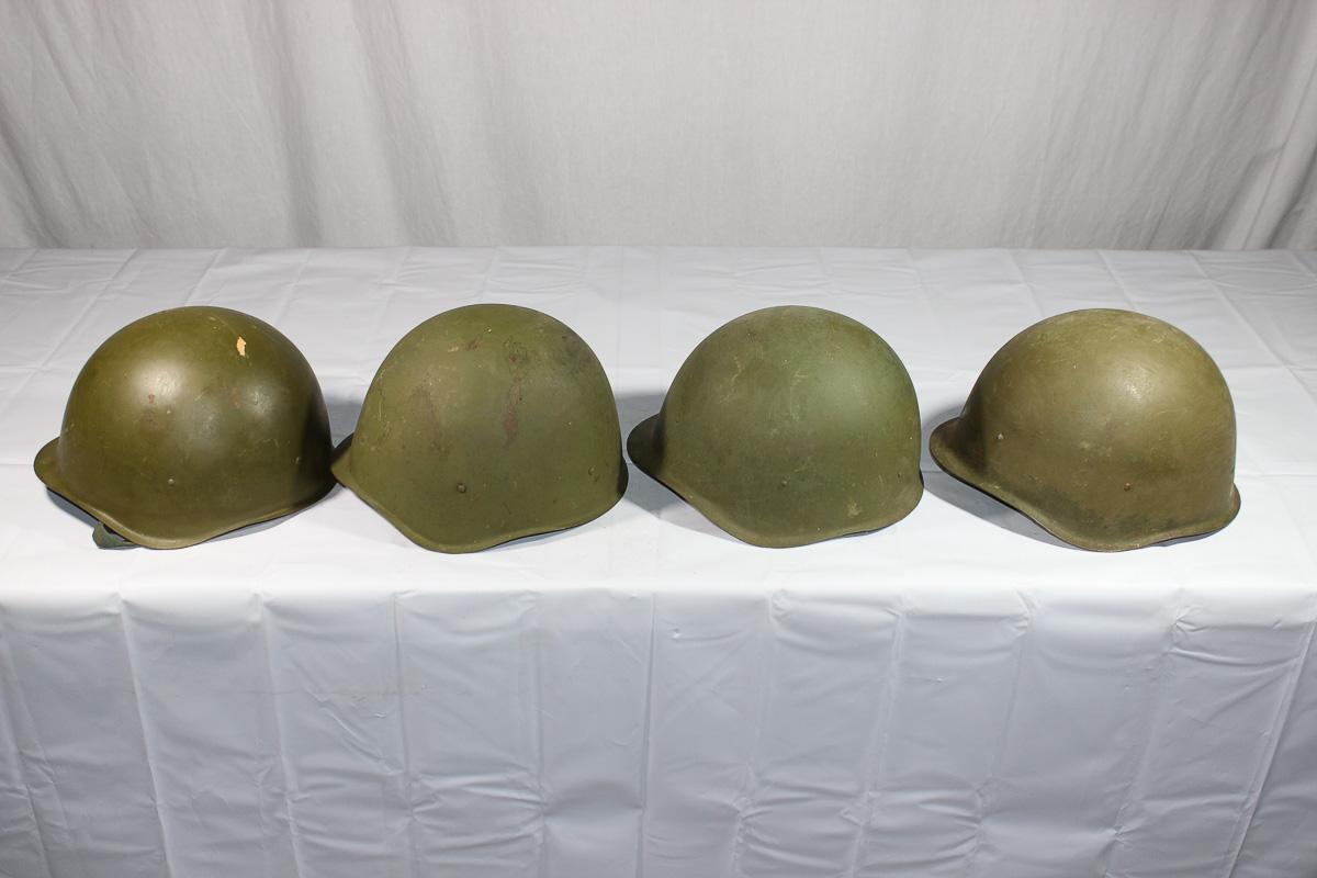 Lot of 4 Cold War Russian SSh-40 Steel Combat Helmets