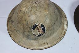 2 US WW1 Style WW2 Civil Defense Helmets.