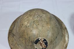 2 US WW1 Style WW2 Civil Defense Helmets.