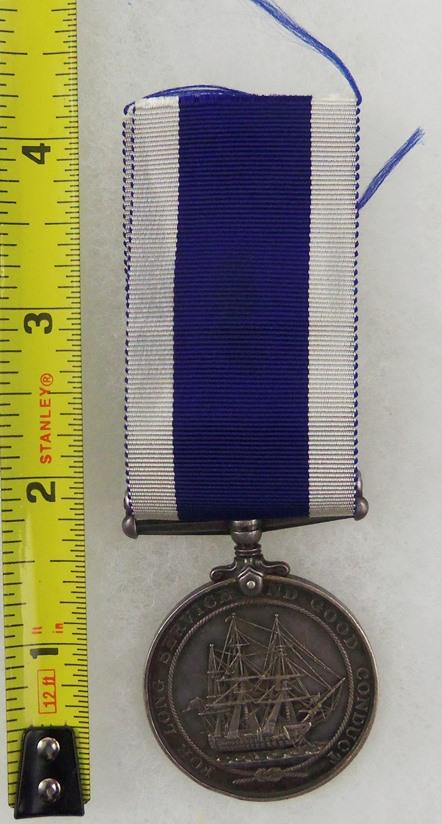 WW1 Sterling Silver George V Royal Navy Long Service & Good Conduct Medal with Ribbon - Named