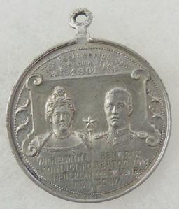 Scarce Netherland 1901 Commemorative Token of the Wedding of Wilhelmina and Henrik