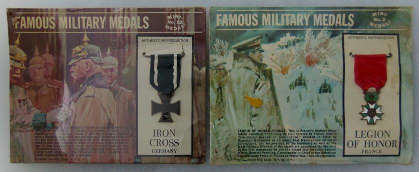 2 pcs. Lowell Toys Famous Military Medals No. 2  Legion of Honor/No. 12 Iron Cross