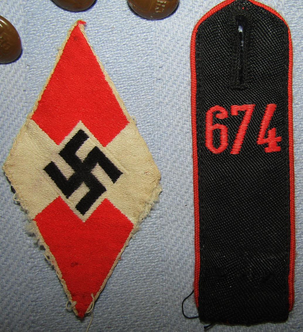 6pcs-Hitler Youth Uniform Insignia-Buttons-Arm Patch Shoulder Board