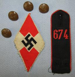 6pcs-Hitler Youth Uniform Insignia-Buttons-Arm Patch Shoulder Board