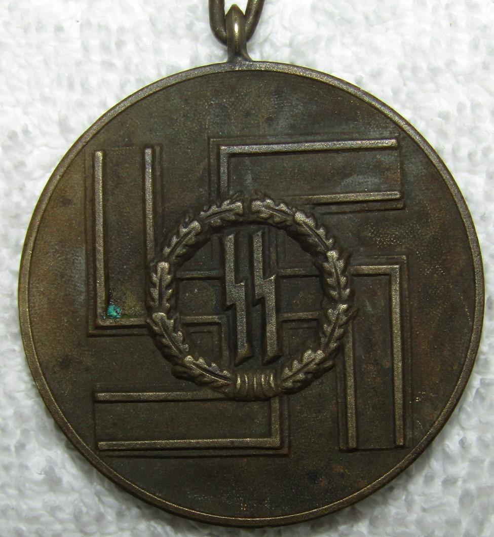 Original Waffen SS 8 Year Service Medal With Ribbon-Type 2 Petz & Lorenz