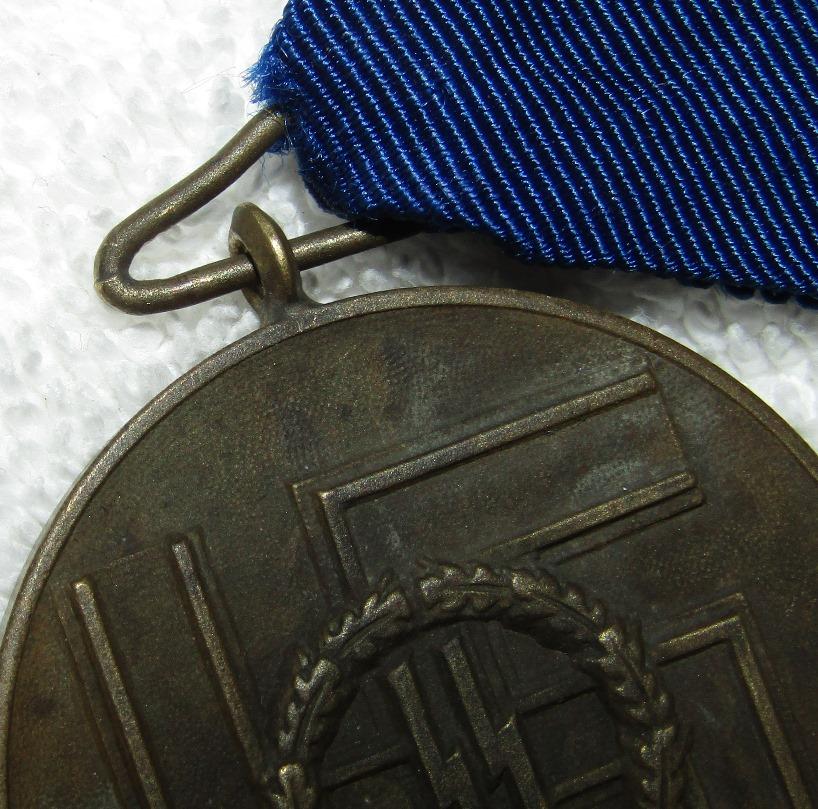 Original Waffen SS 8 Year Service Medal With Ribbon-Type 2 Petz & Lorenz