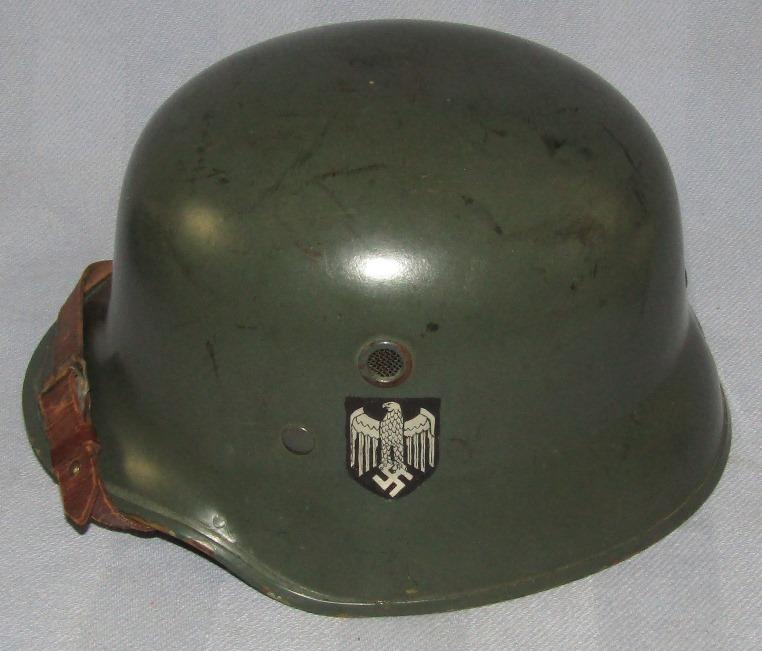 Rare WW2 Period Heer Double Decal Fiberglass Parade Helmet With Chin Strap By EREL