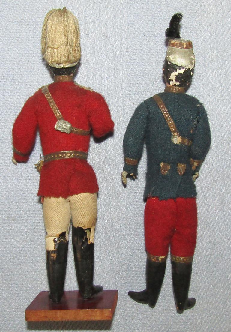 4pcs-Early 1900's Composite Polish/Hungarian Cavalry Soldier "Dolls"-Brass Pith Helmet Bell