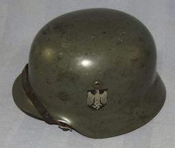 M35 Double Decal Heer Combat Helmet With Chin Strap-Q66