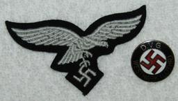 2pcs WW2 Period Hermann Goring Division Luftwaffe M43 Cap Eagle-D.V.G. Westmark Member Pin