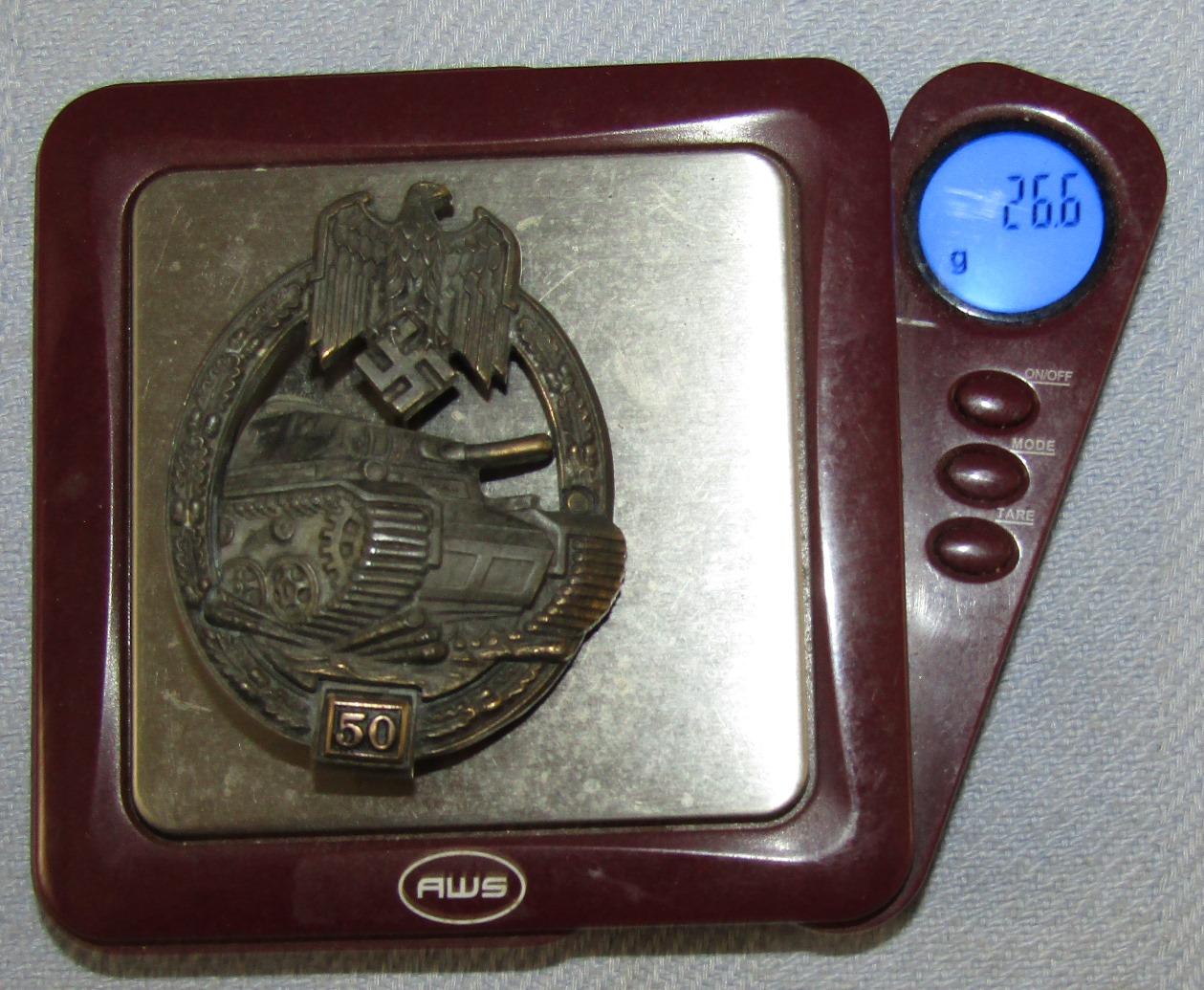 Original "50" Panzer Assault Badge In Bronze-G.B. With Rare Issue Packet