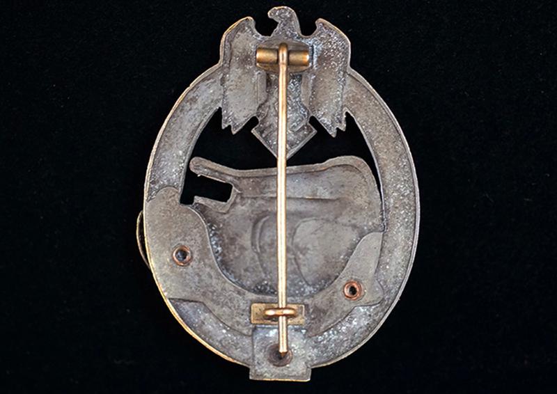 Original "50" Panzer Assault Badge In Bronze-G.B. With Rare Issue Packet