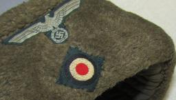 WW2 Period Russian Ushanka Wool Winter Cap With Enlisted Heer Insignia.