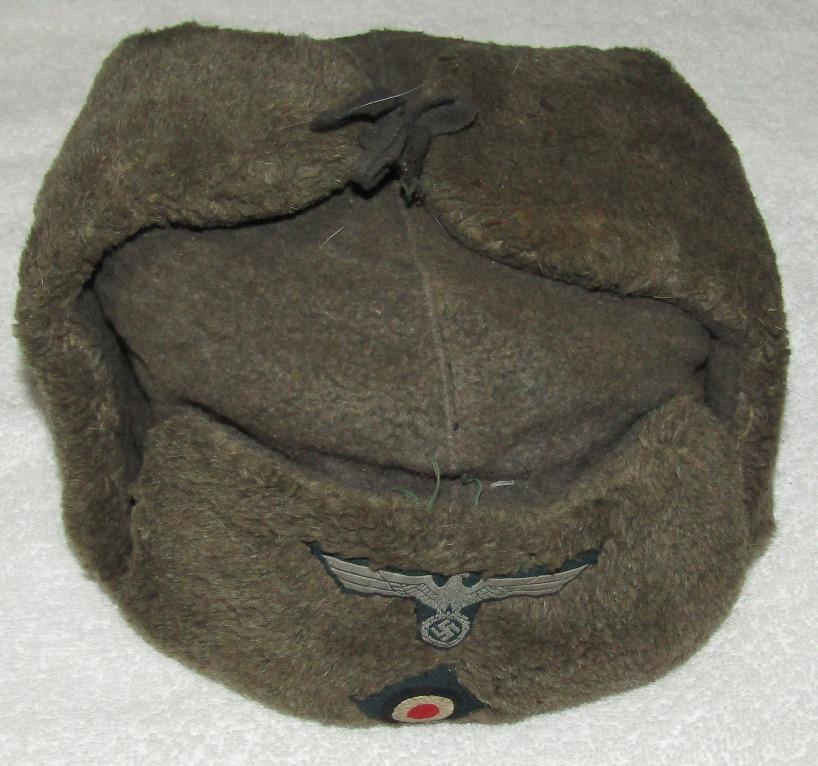 WW2 Period Russian Ushanka Wool Winter Cap With Enlisted Heer Insignia.