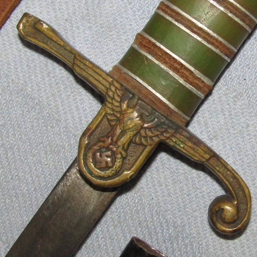 Unique WW2 Period German Officer's Trench Art Sword/Fighting Knife W/Leather Scabbard
