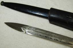 Short Model WW2 German Dress Bayonet With Engraved Blade By F.W. Holler