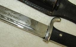 Short Model WW2 German Dress Bayonet With Engraved Blade By F.W. Holler