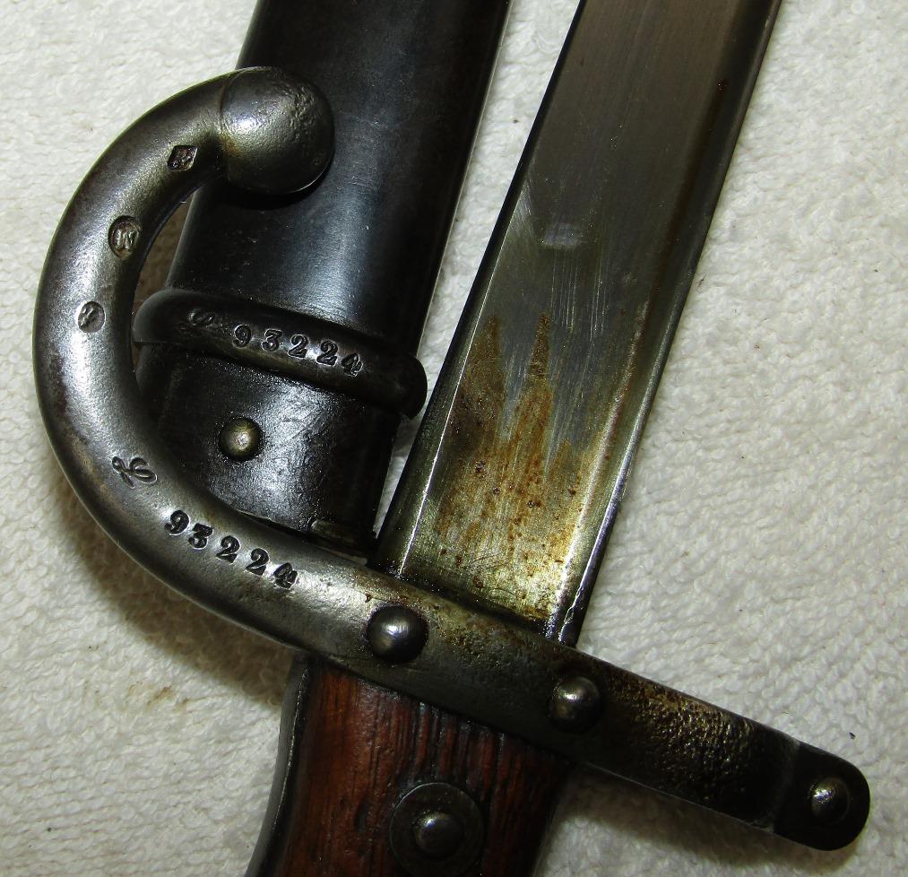 M1874 French Gras Rifle Bayonet With Scabbard-Matching #ers. 1877 Dated