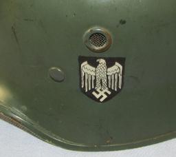 Rare WW2 Period Heer Double Decal Fiberglass Parade Helmet With Chin Strap By EREL
