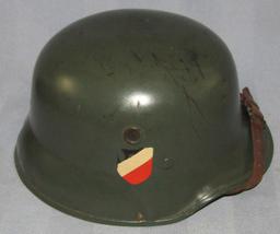 Rare WW2 Period Heer Double Decal Fiberglass Parade Helmet With Chin Strap By EREL