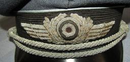 Luftwaffe Officer's Visor Cap W/Bullion Insignia-Vented Cockade