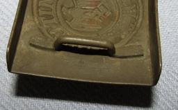 Wehrmacht Belt Buckle With Tropical Finish-Leather Tab-H. Aurich Dresden 1941