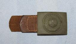Wehrmacht Belt Buckle With Tropical Finish-Leather Tab-H. Aurich Dresden 1941