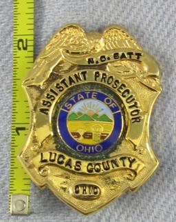 Scarce & Obsolete Vintage Lucas County, Ohio Assistant Prosecutor Named Badge-Circa 1970's