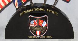 Rare WWII Occupation International/Vienna Police Patrol Flag/Metal Arm Badge Display