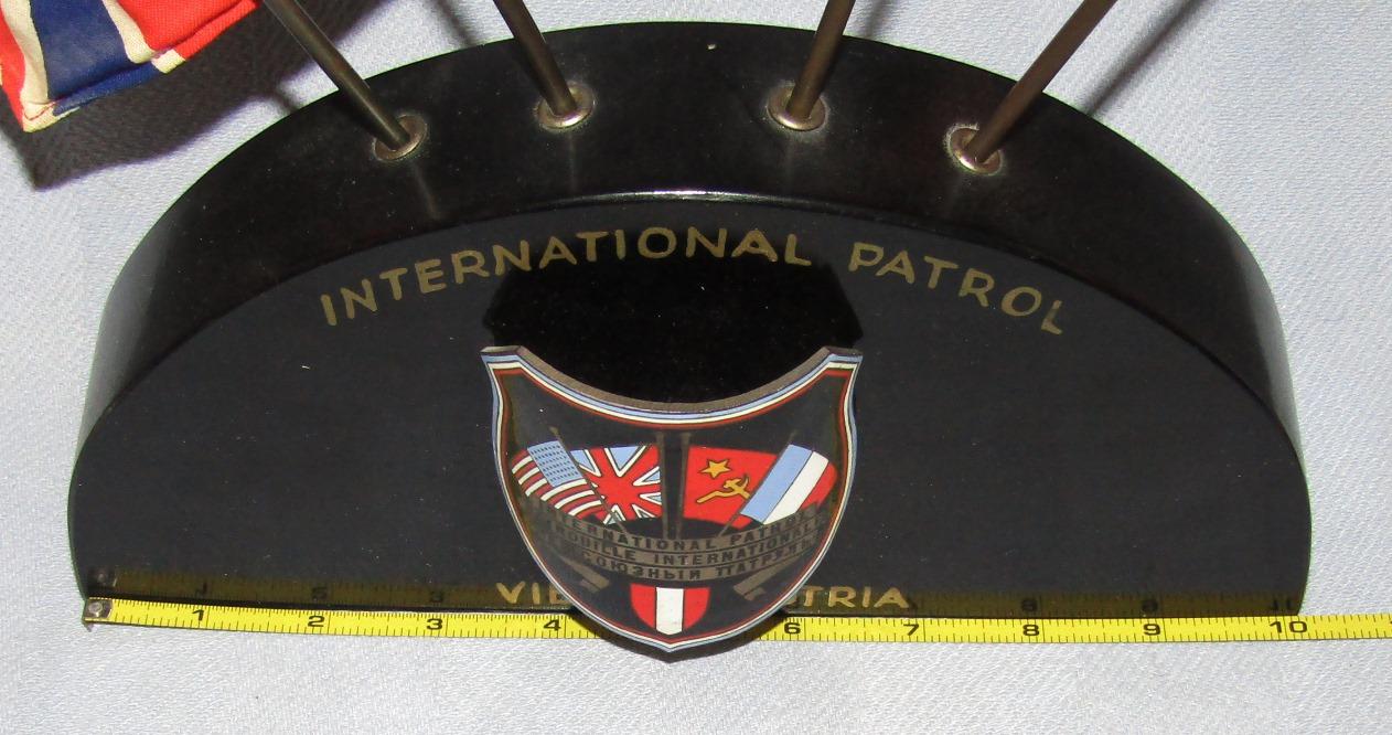 Rare WWII Occupation International/Vienna Police Patrol Flag/Metal Arm Badge Display