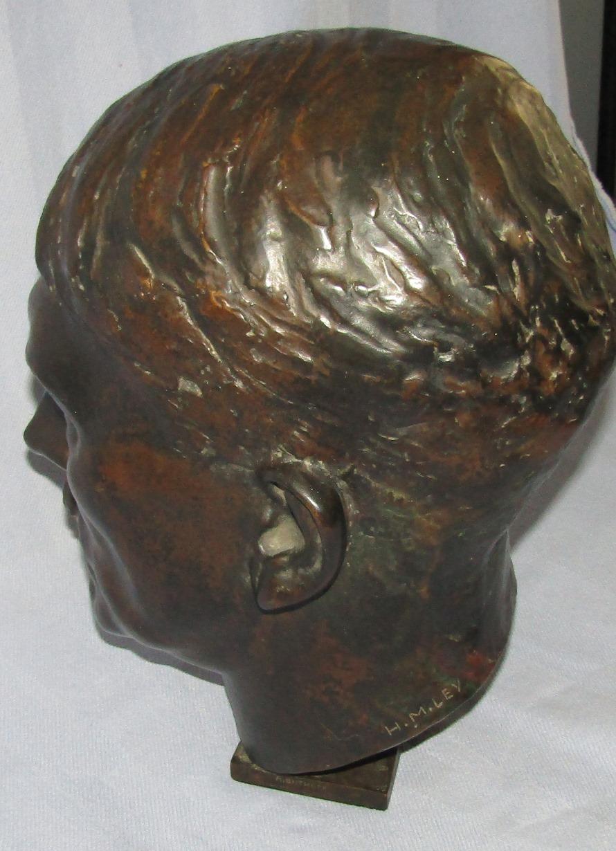 Rare 2-1/2 Times Life Size Hitler Head Bronze Bust By H.M. Ley