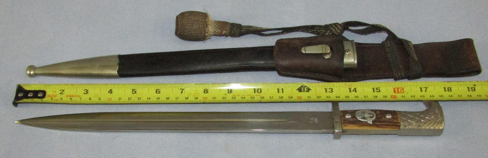 Nazi Police Stag Grip Dress "Bayonet" With Scabbard/Frog-Unit Stamping On Scabbard-WKC