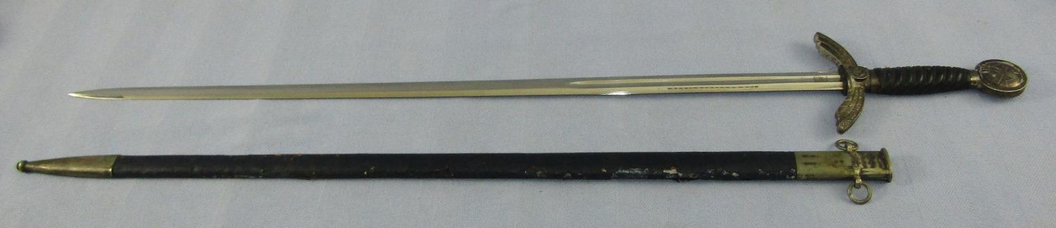 Early Nickel Fittings Luftwaffe Officer's Sword W/Scabbard-Named-Eickhorn Maker