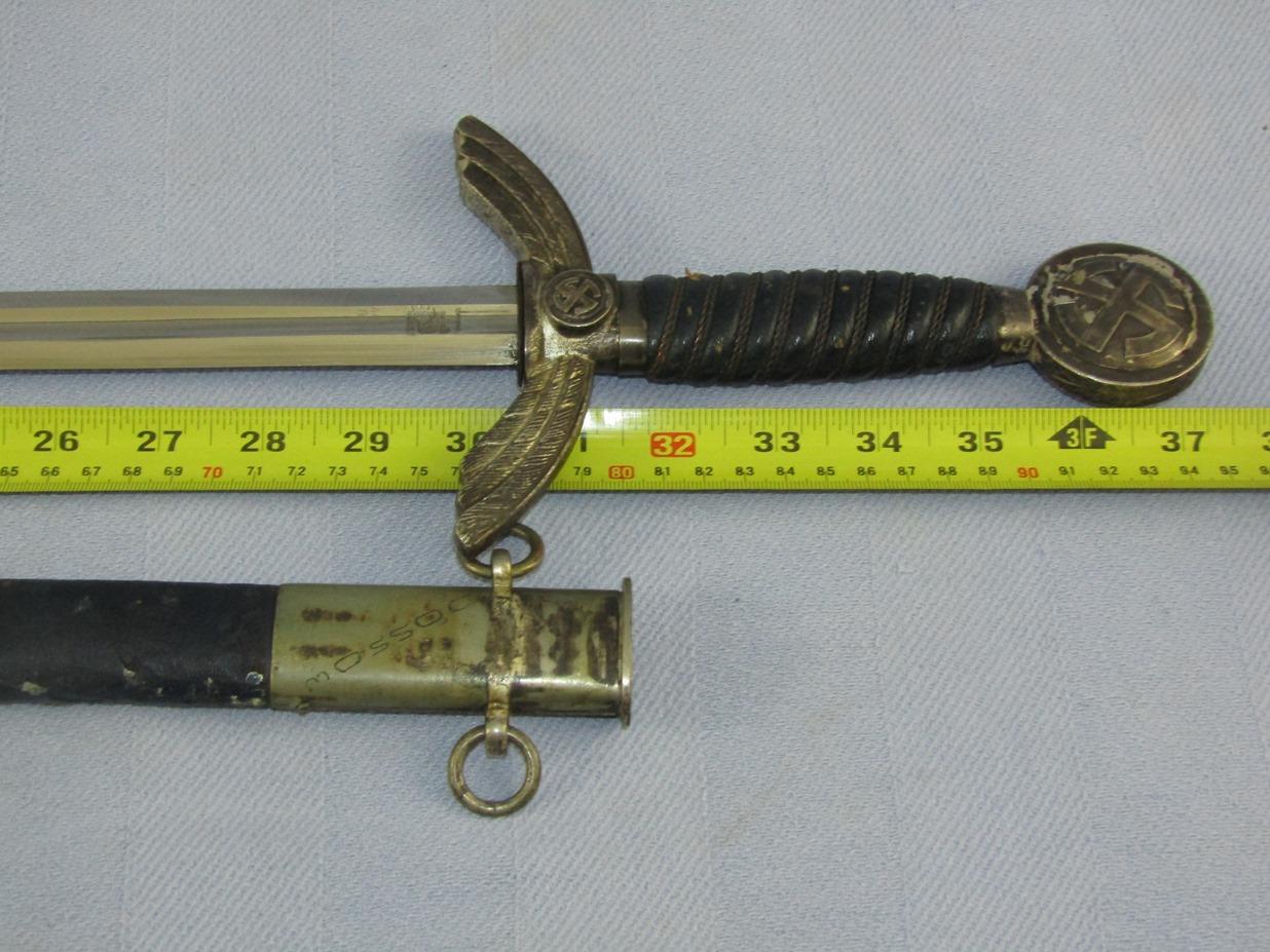 Early Nickel Fittings Luftwaffe Officer's Sword W/Scabbard-Named-Eickhorn Maker