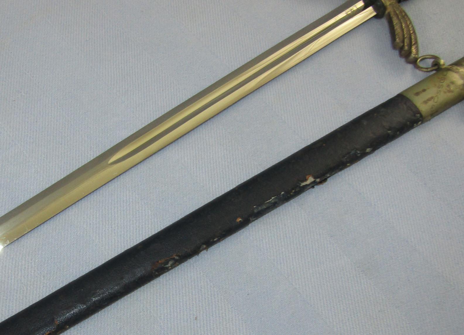 Early Nickel Fittings Luftwaffe Officer's Sword W/Scabbard-Named-Eickhorn Maker