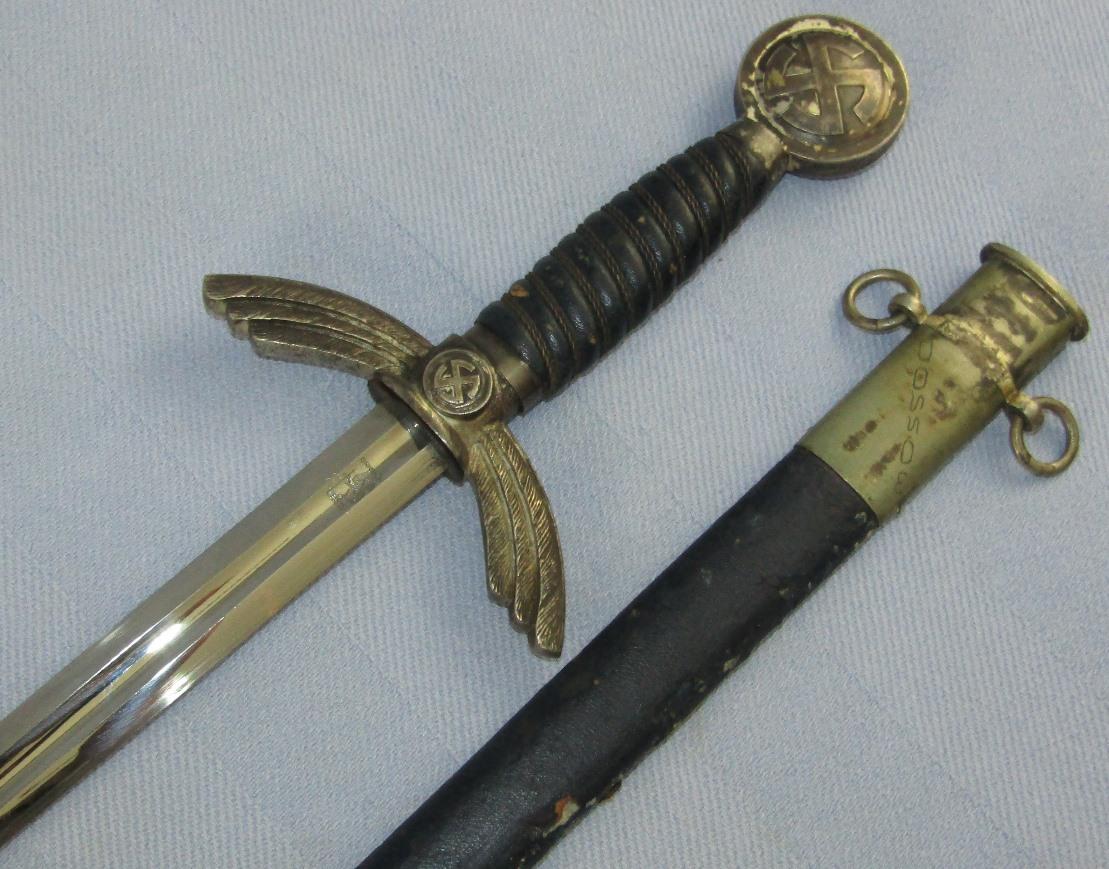 Early Nickel Fittings Luftwaffe Officer's Sword W/Scabbard-Named-Eickhorn Maker