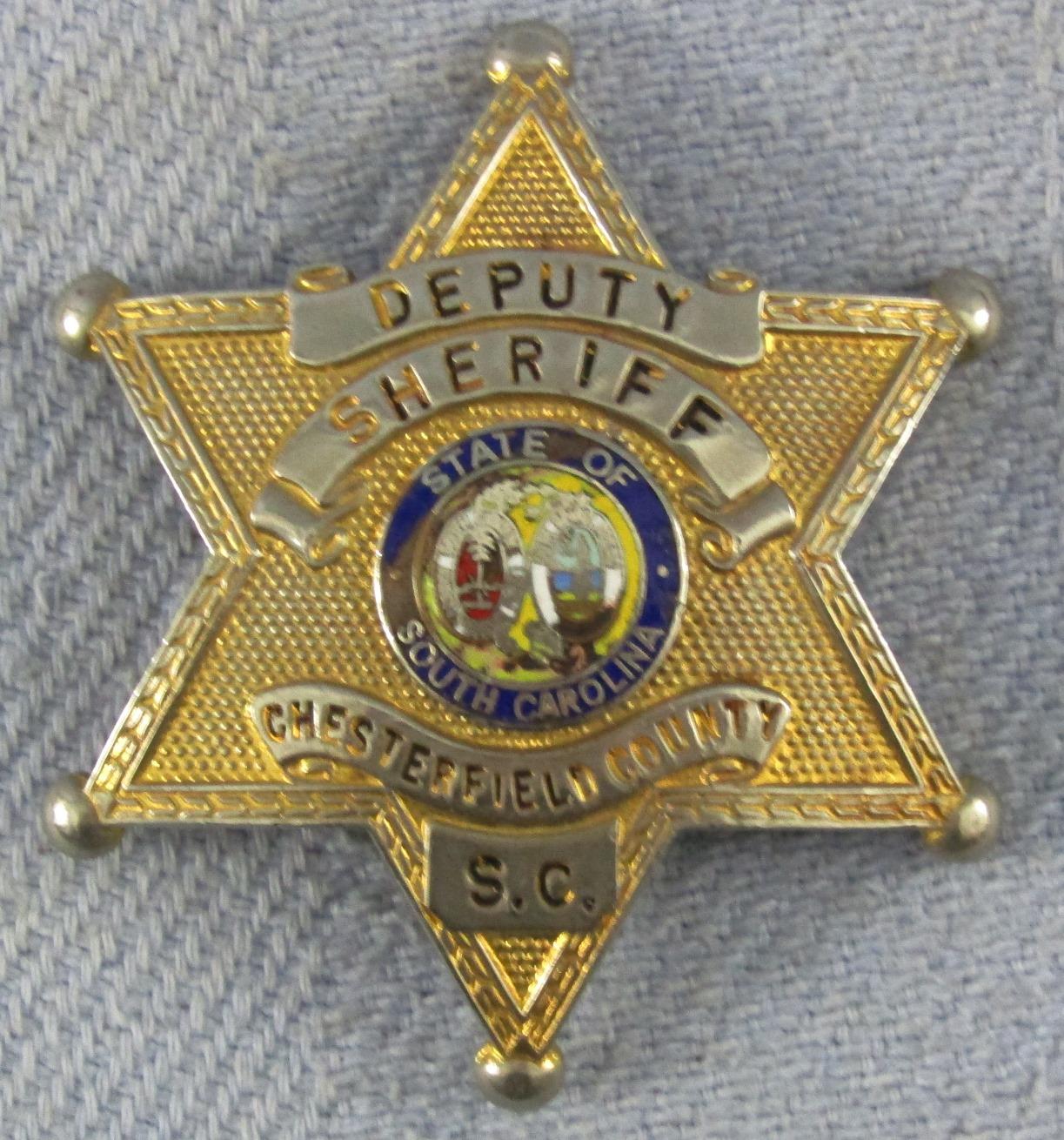 Scarce & Obsolete Vintage Chesterfield County, SC Deputy Sheriff's Badge-Initials On reverse
