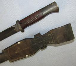 K98 Bayonet With Unit Stamped Leather Frog-Non Matching