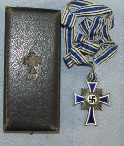 Mother's Cross In Silver With Full Ribbon-Cased By Deumer