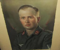 Third Reich Era Luftwaffe Flak Soldier Watercolor Portrait-Framed