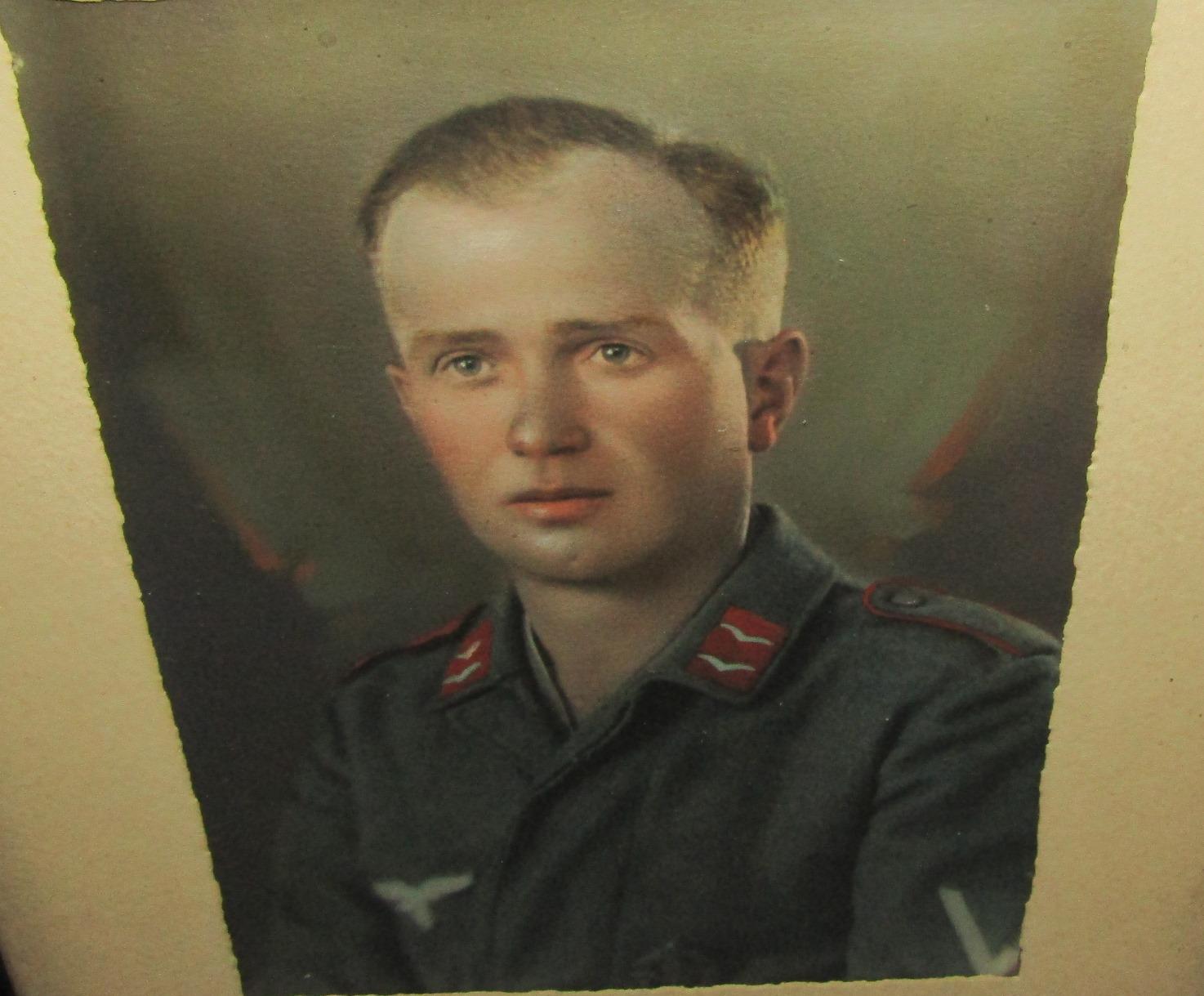 Third Reich Era Luftwaffe Flak Soldier Watercolor Portrait-Framed